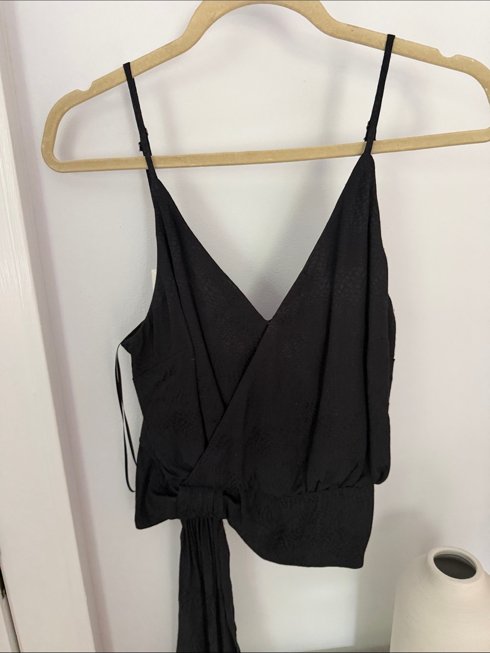 Astr Black Wrap-Front Spaghetti Strap Tank